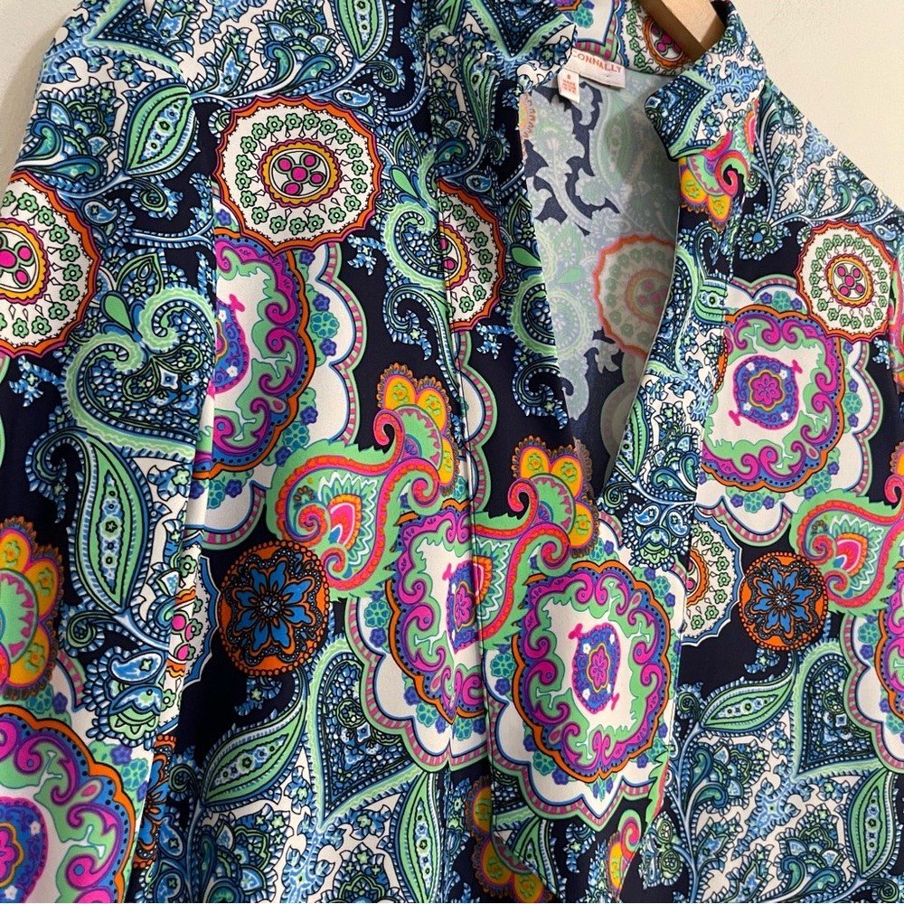 Jude Connally Ruthie Long Sleeve Split Neck Floral Paisley Tunic Top Small - Picture 5 of 11